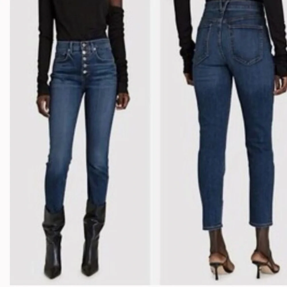 Veronica Beard Debbie 10” High Rise Button Fly Skinny Jeans dark vtg Sz 24 NWT